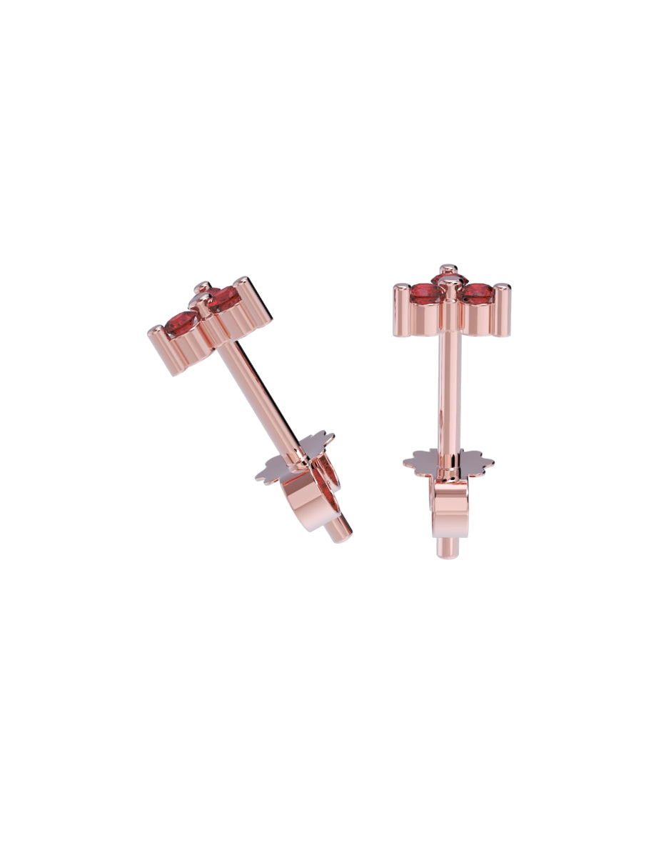 Arete de Oro 10k con acabado pulido con Zirconia Roja (Z4928-E)