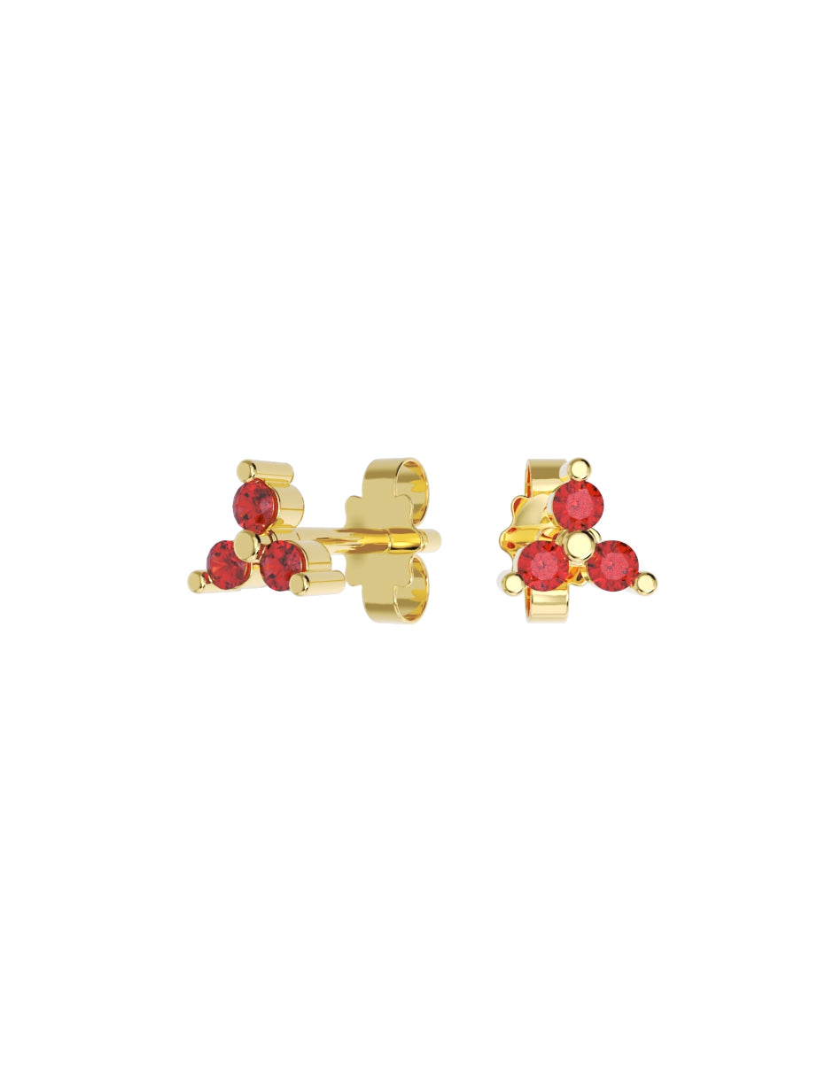 Arete de Oro 10k con acabado pulido con Zirconia Roja (Z4928-E)