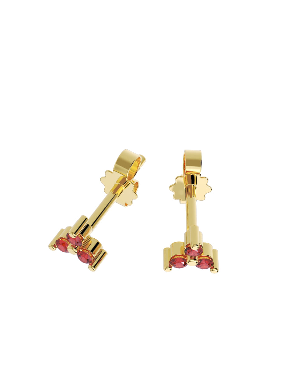 Arete de Oro 10k con acabado pulido con Zirconia Roja (Z4928-E)
