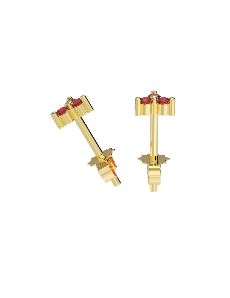 Arete de Oro 10k con acabado pulido con Zirconia Roja (Z4928-E)