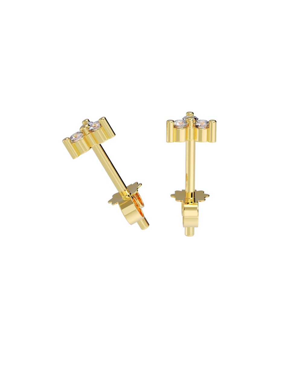 Arete de Oro 10k con acabado pulido con Zirconia Blanca (Z4929-E)