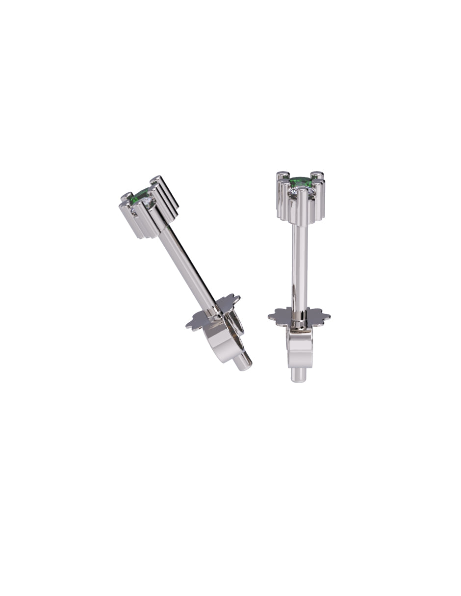 Arete de Oro 14k con acabado pulido con Zirconia Verde (Z4930-E)