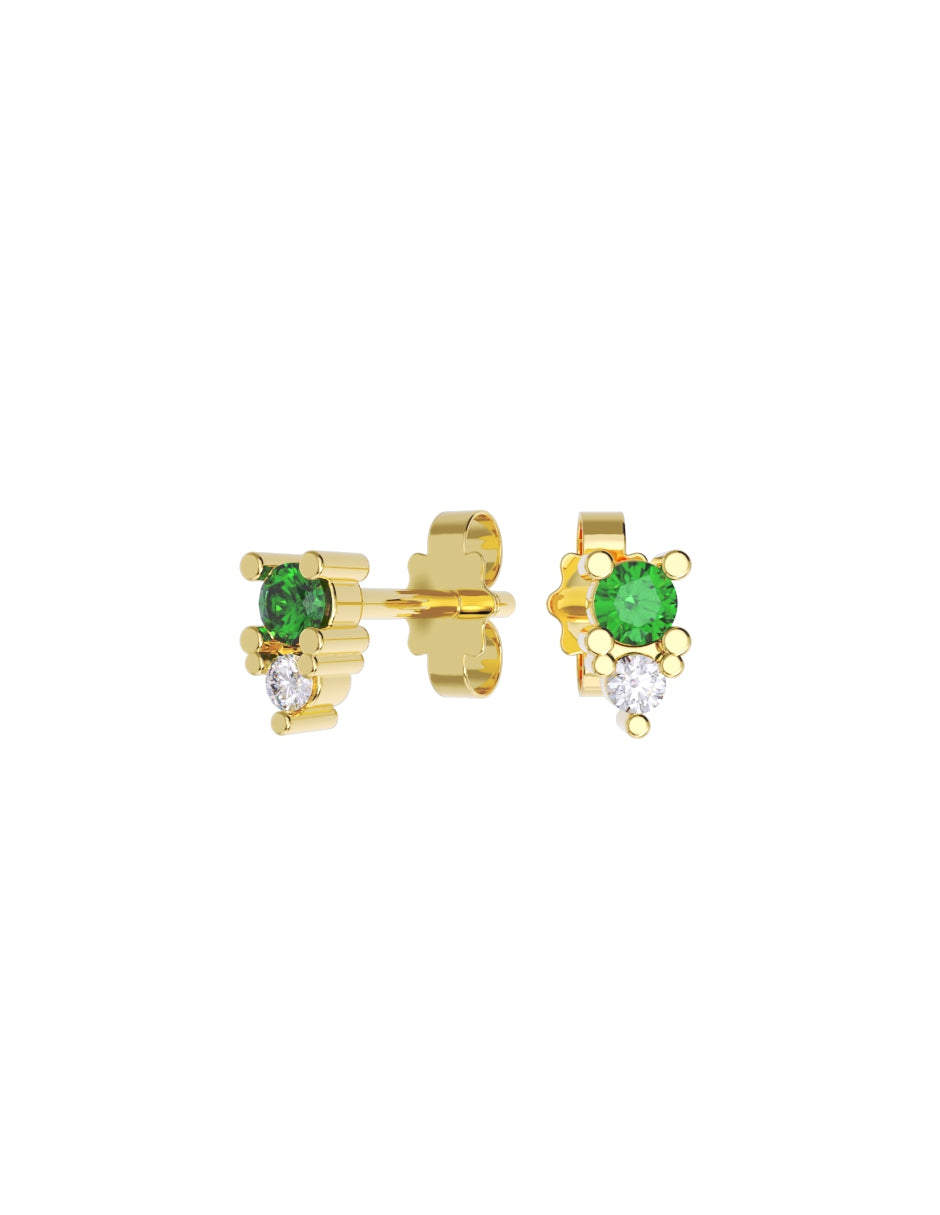 Arete de Oro 14k con acabado pulido con Zirconia Verde (Z4930-E)
