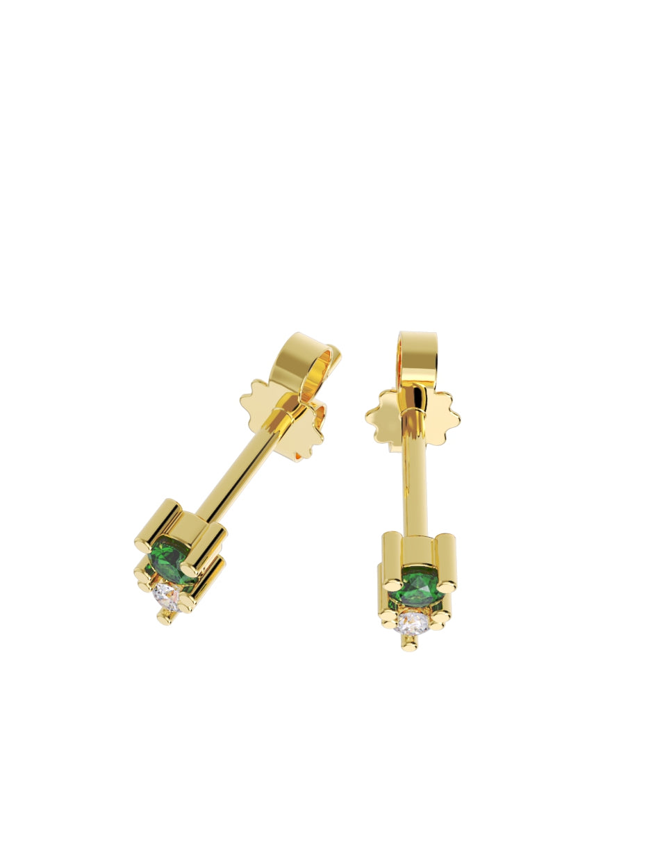 Arete de Oro 14k con acabado pulido con Zirconia Verde (Z4930-E)