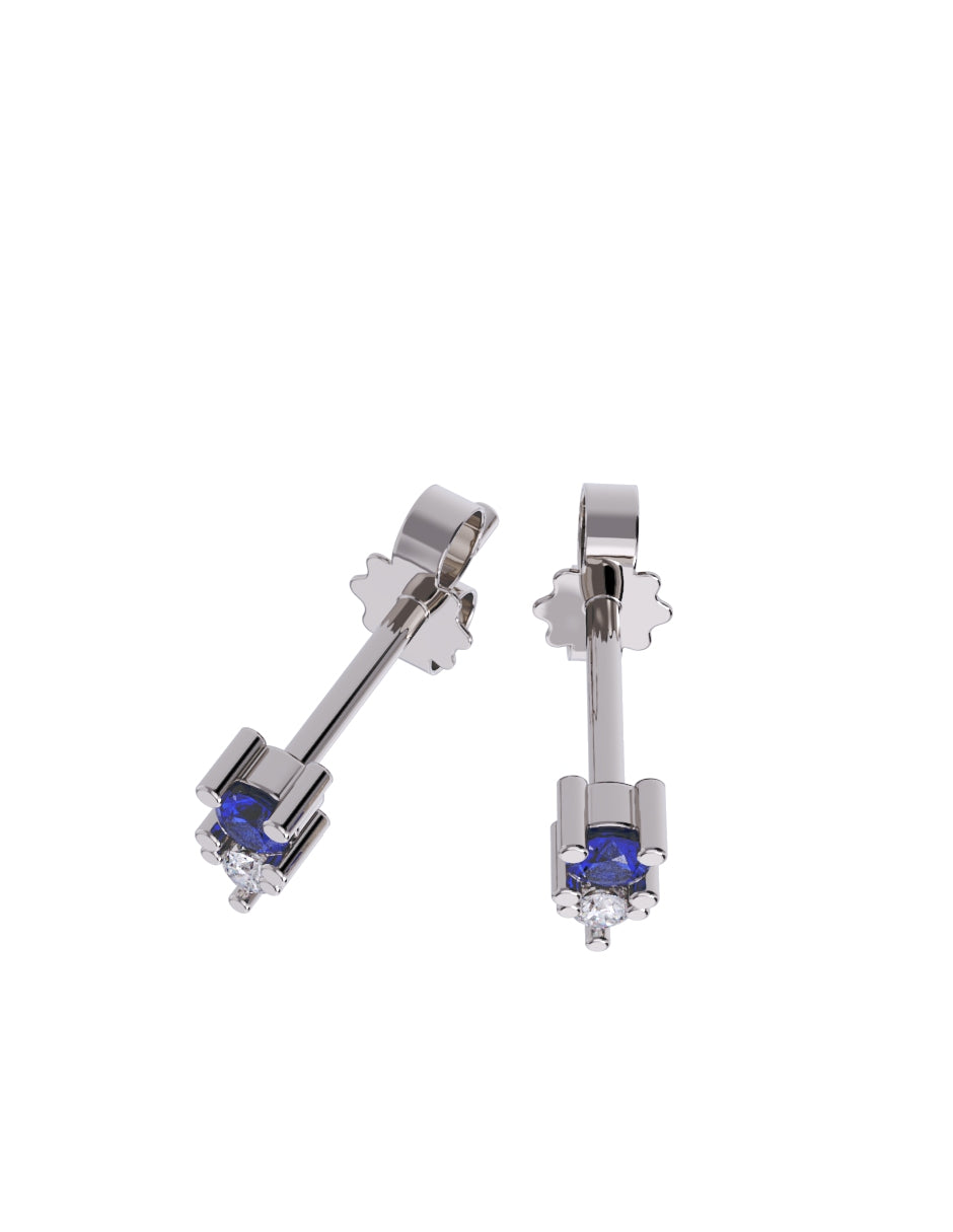Arete de Oro 14k con acabado pulido con Zirconia Azul (Z4931-E)
