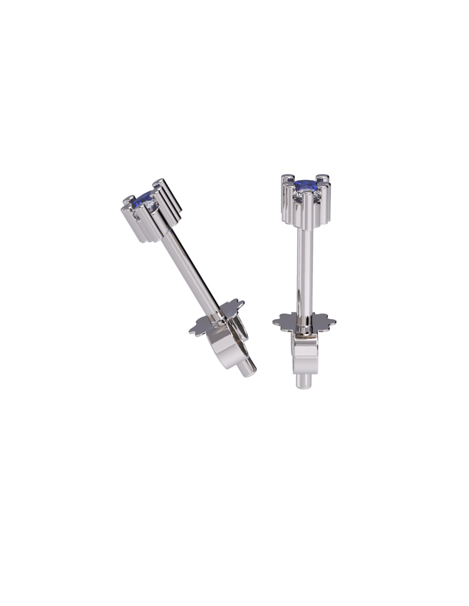 Arete de Oro 14k con acabado pulido con Zirconia Azul (Z4931-E)