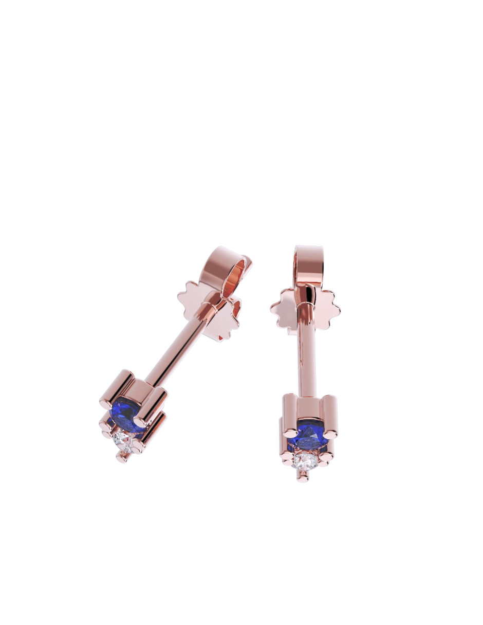 Arete de Oro 14k con acabado pulido con Zirconia Azul (Z4931-E)