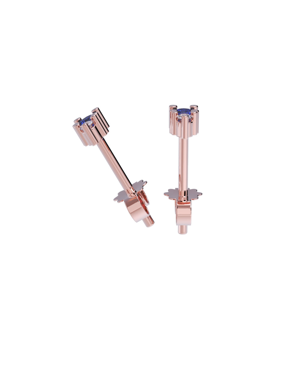 Arete de Oro 14k con acabado pulido con Zirconia Azul (Z4931-E)