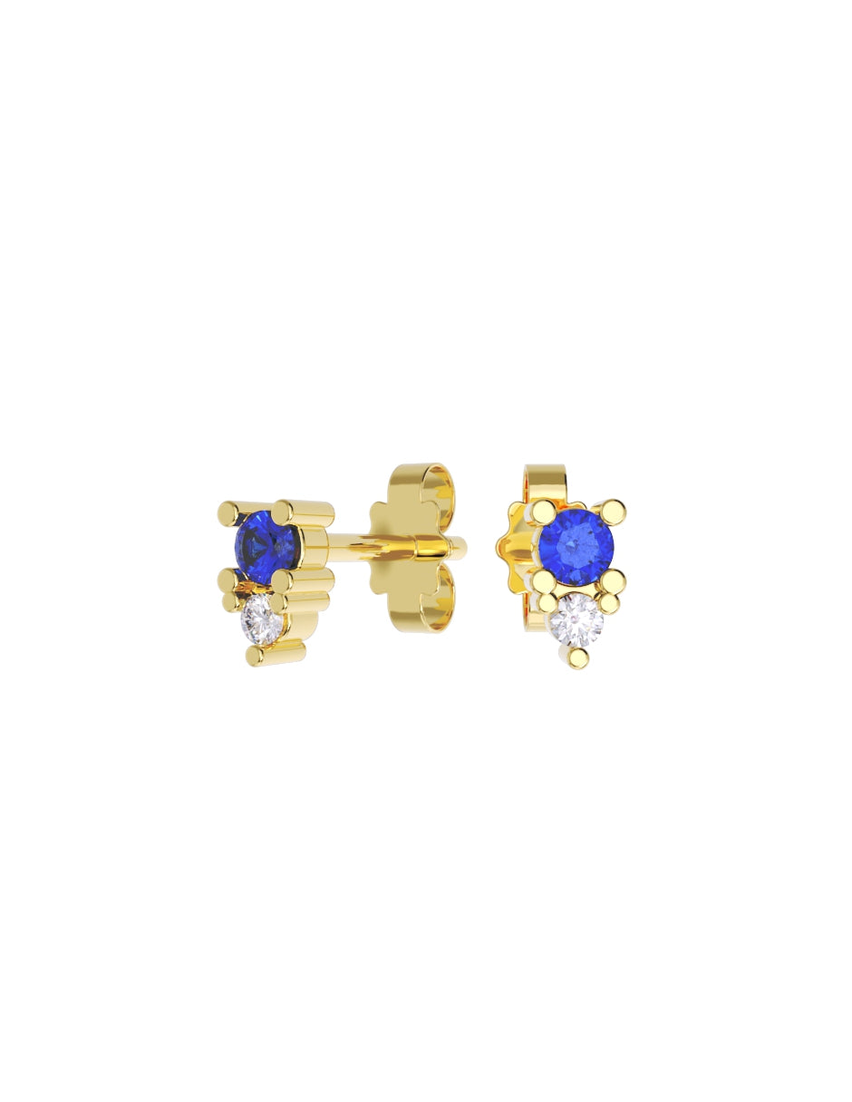Arete de Oro 14k con acabado pulido con Zirconia Azul (Z4931-E)