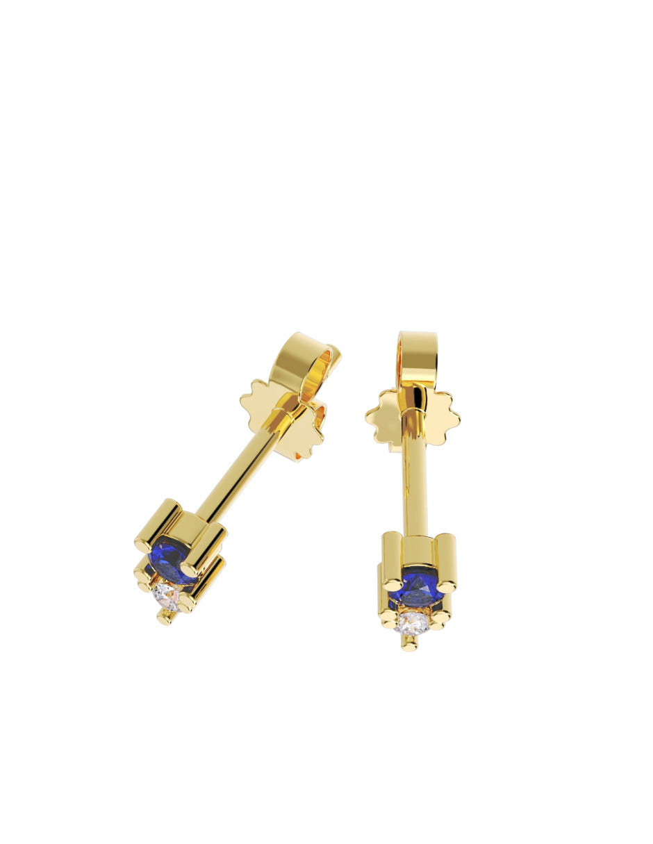 Arete de Oro 14k con acabado pulido con Zirconia Azul (Z4931-E)