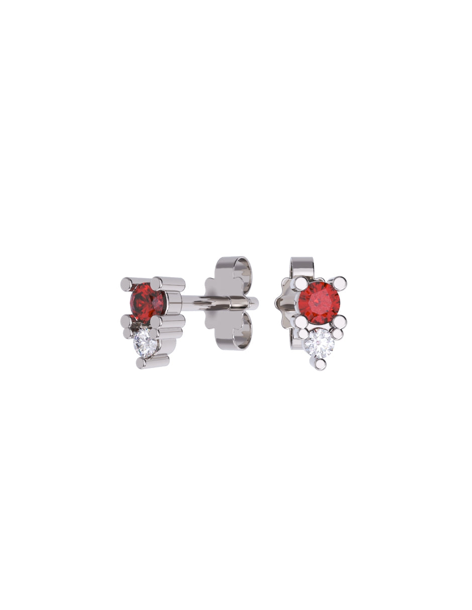 Arete de Oro 10k con acabado pulido con Zirconia Roja (Z4932-E)