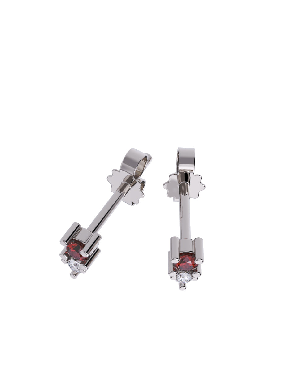 Arete de Oro 10k con acabado pulido con Zirconia Roja (Z4932-E)