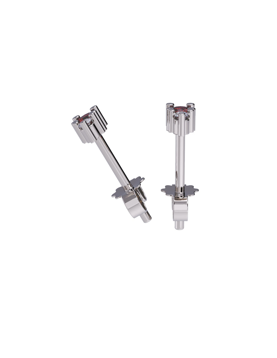 Arete de Oro 10k con acabado pulido con Zirconia Roja (Z4932-E)