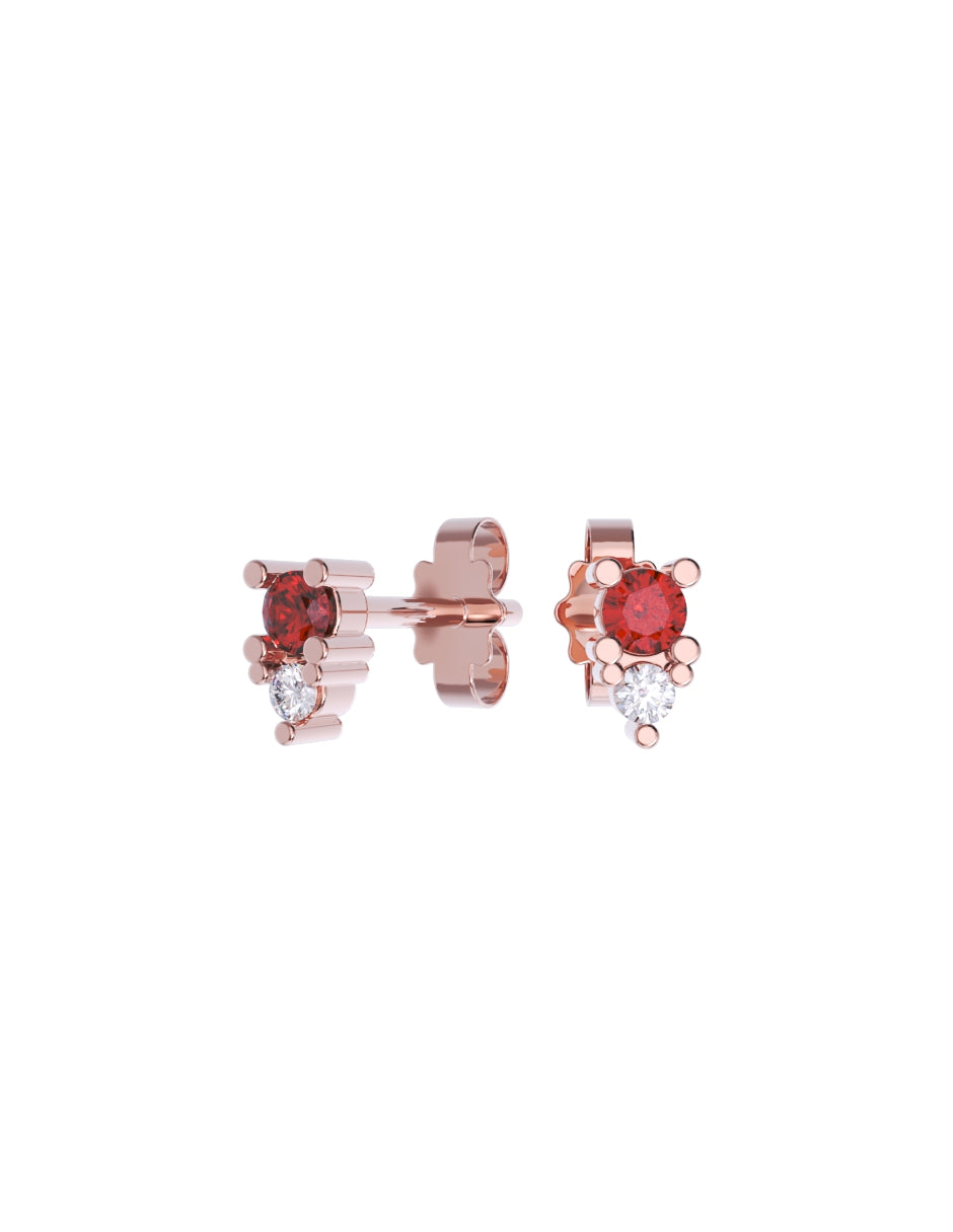 Arete de Oro 10k con acabado pulido con Zirconia Roja (Z4932-E)