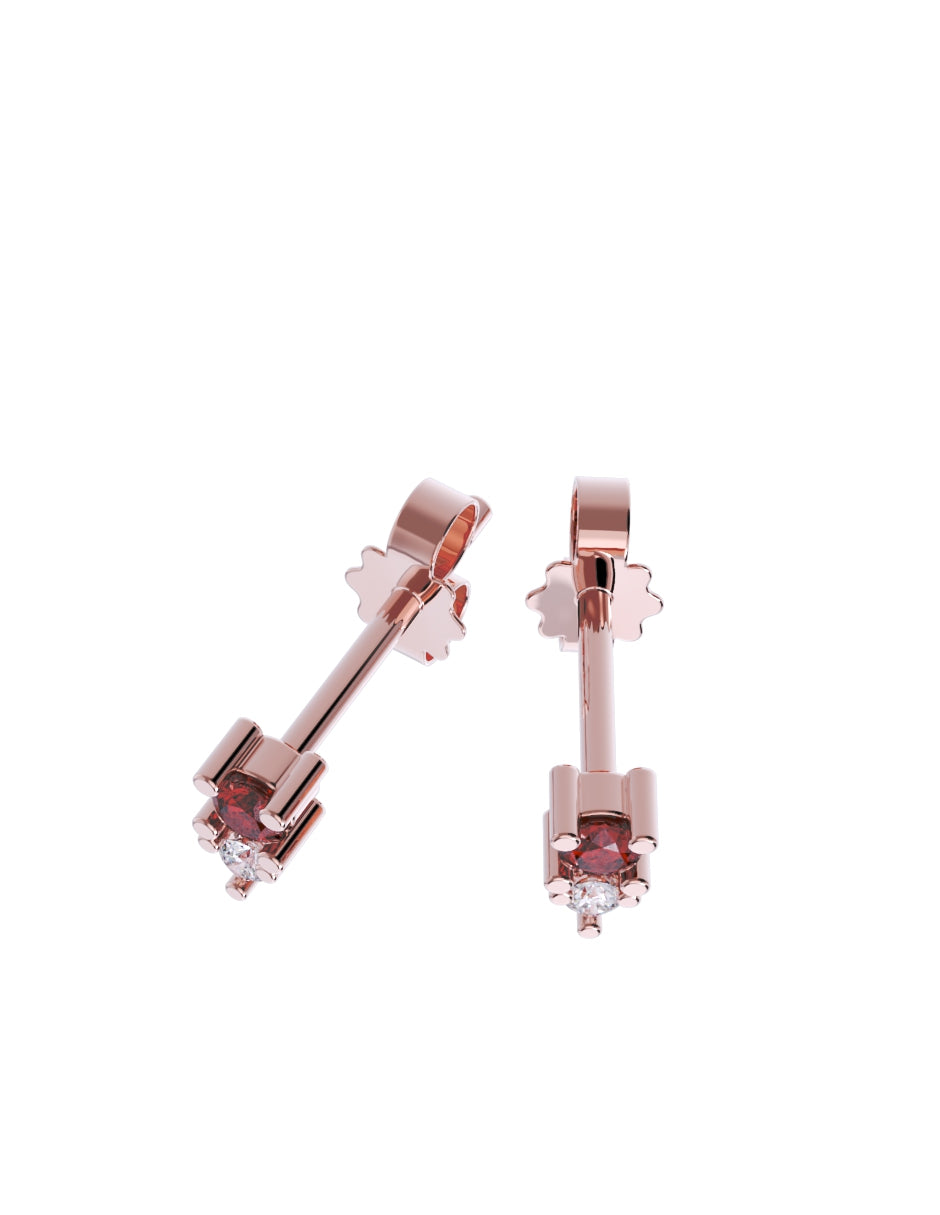 Arete de Oro 10k con acabado pulido con Zirconia Roja (Z4932-E)