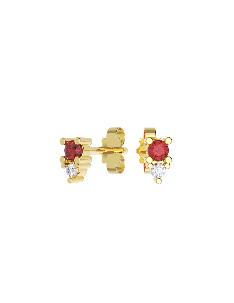 Arete de Oro 10k con acabado pulido con Zirconia Roja (Z4932-E)