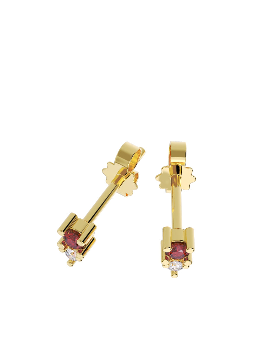 Arete de Oro 10k con acabado pulido con Zirconia Roja (Z4932-E)