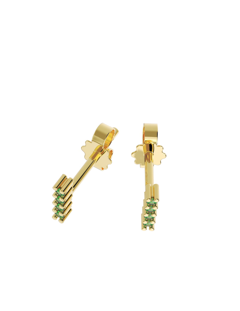 Arete de Oro 10k con acabado pulido con Zirconia Verde (Z4934-E)