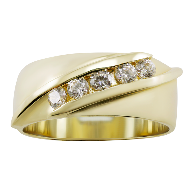 Argolla De Matrimonio Oro Amarillo 14k 7mm con Zirconia