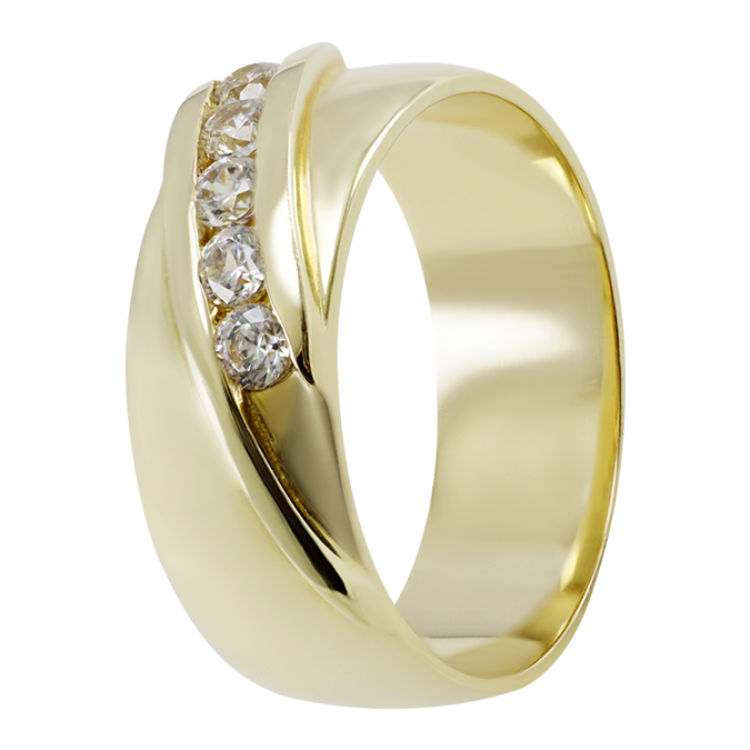 Argolla De Matrimonio Oro Amarillo 14k 7mm con Zirconia