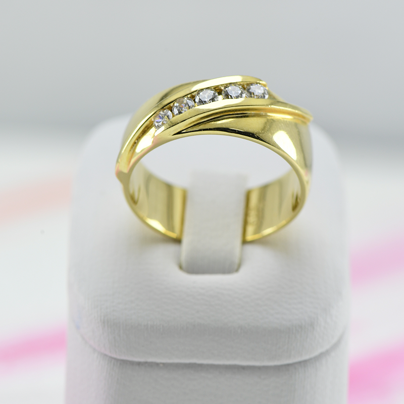 Argolla De Matrimonio Oro Amarillo 14k 7mm con Zirconia