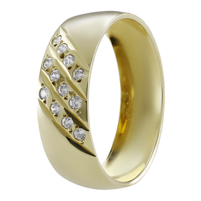 Argolla De Matrimonio Oro Amarillo de 14K 6mm Zirconia