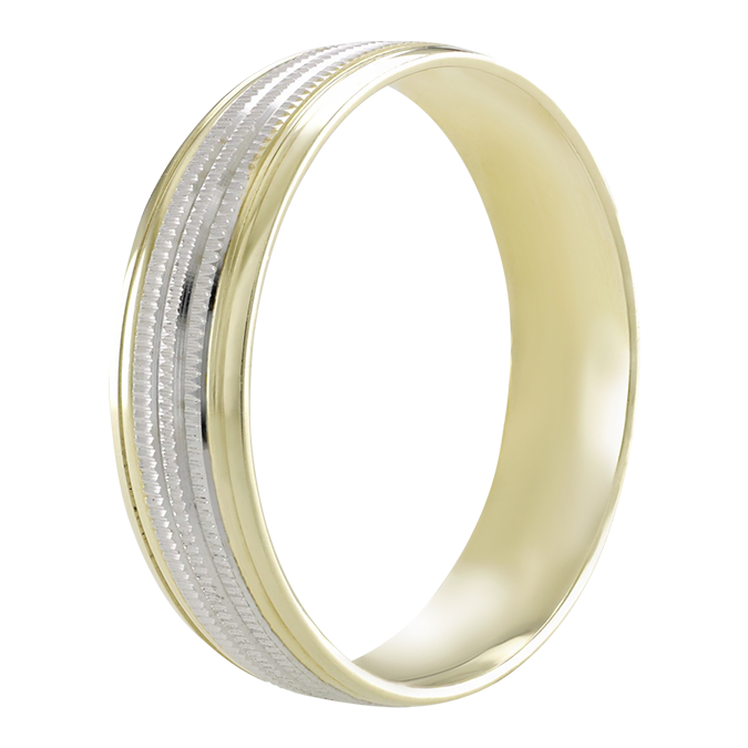 Argolla De Matrimonio Oro Amarillo y Blanco 14k 5mm