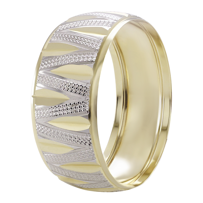 Argolla De Matrimonio Oro Amarillo y Blanco 14k 8mm